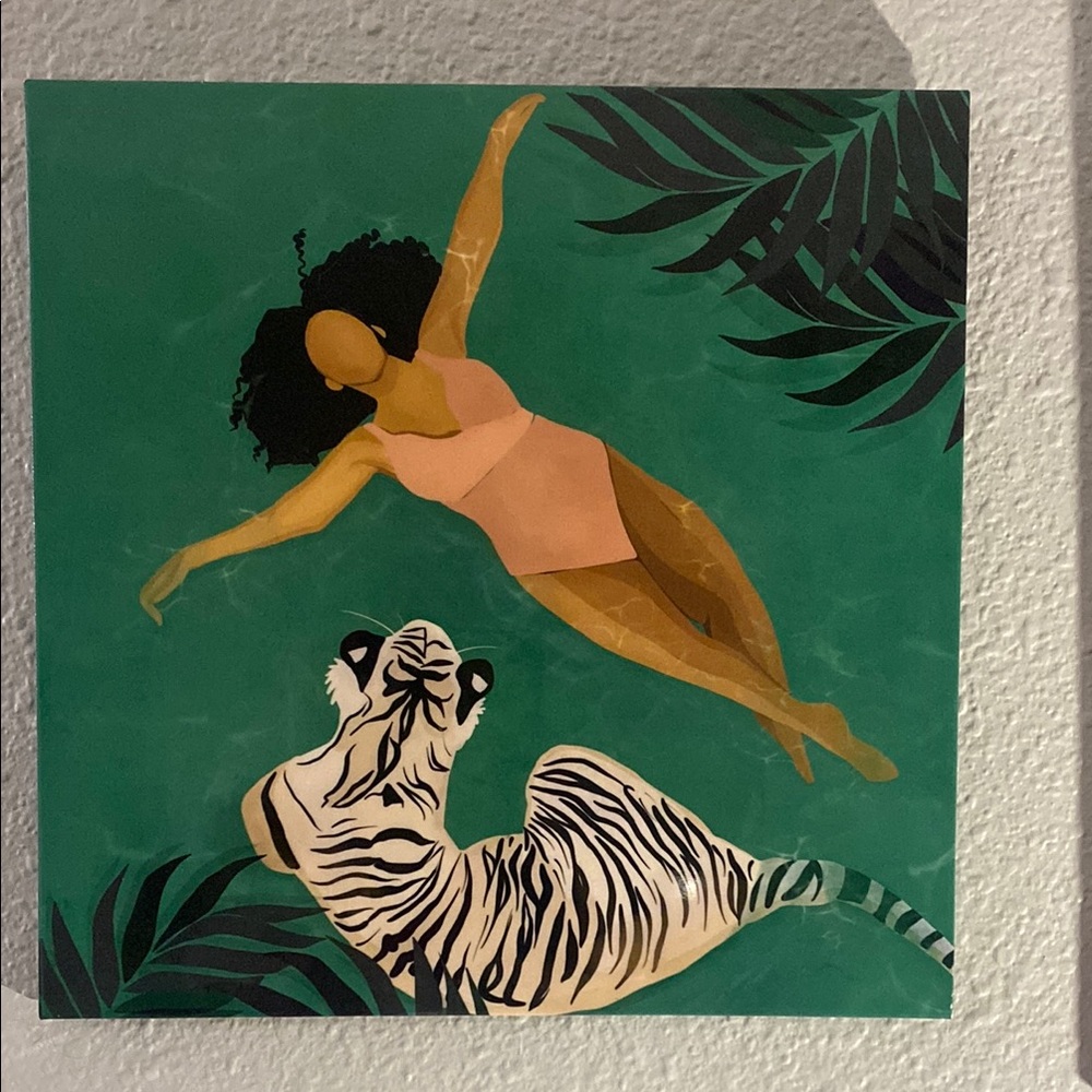 Tropical Swim Wall Art Print in Peach and Teal